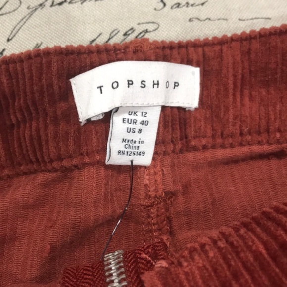 TOPSHOP Rust Corduroy Double Buckle Mini Skirt - Picture 6 of 7